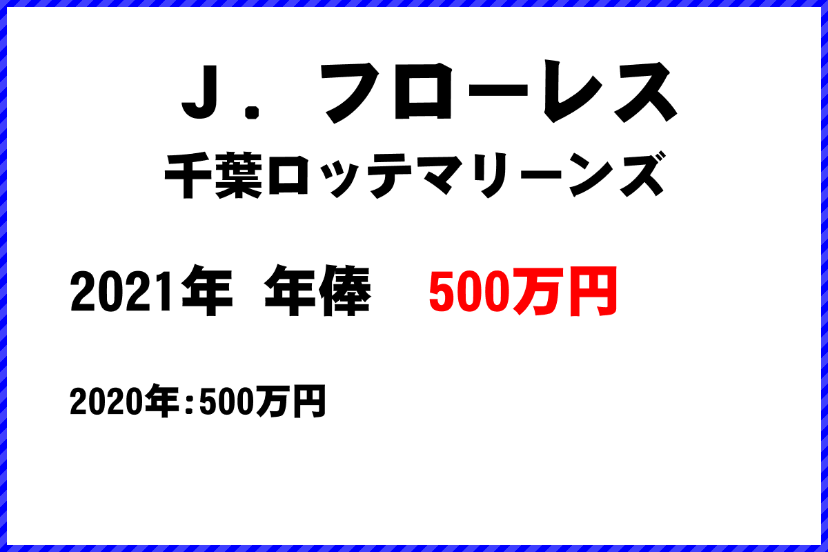 Ｊ．フローレス選手の年俸