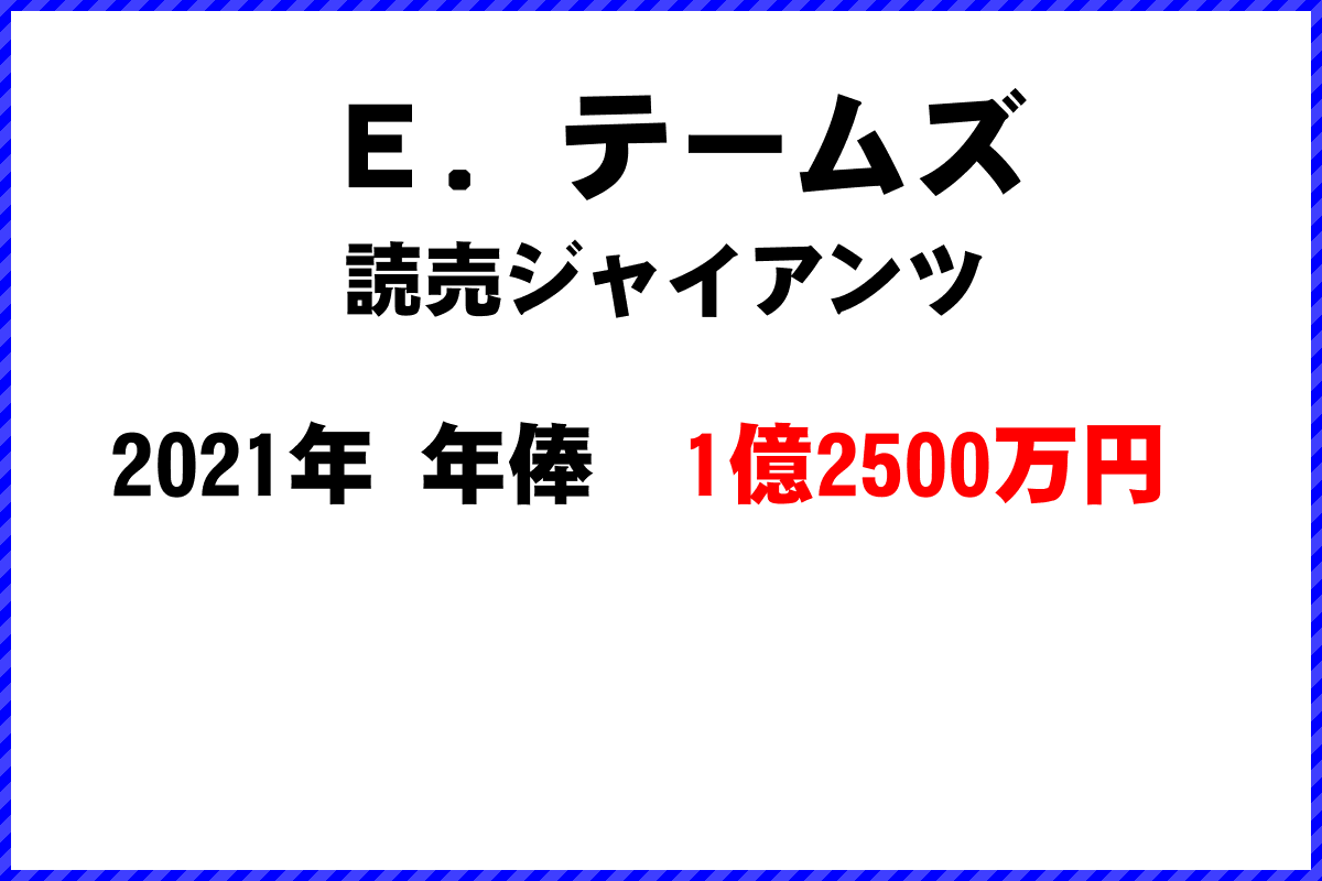 Ｅ．テームズ選手の年俸