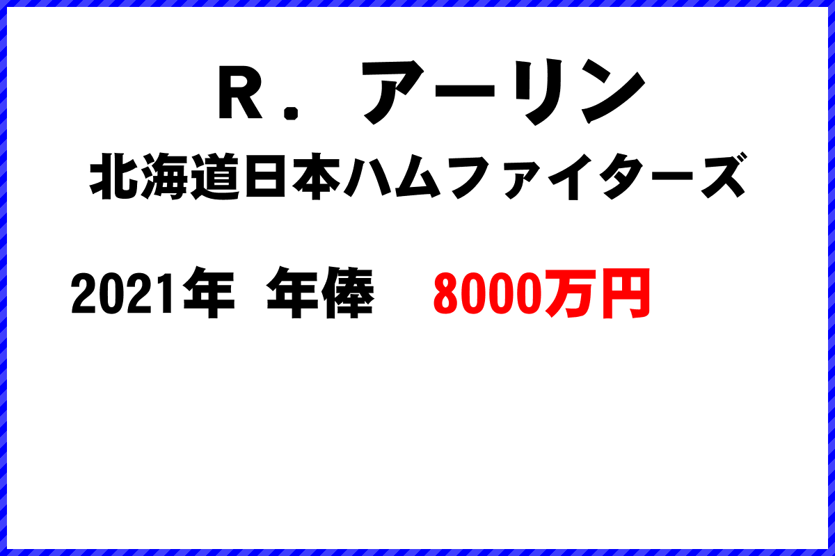 Ｒ．アーリン選手の年俸