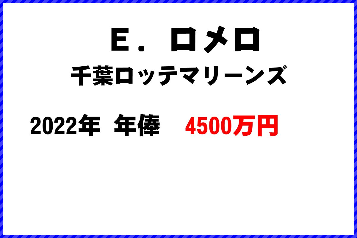 Ｅ．ロメロ選手の年俸