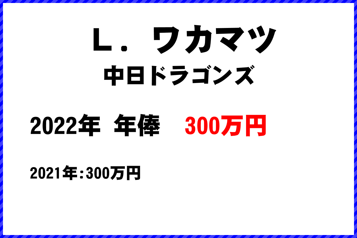 Ｌ．ワカマツ選手の年俸