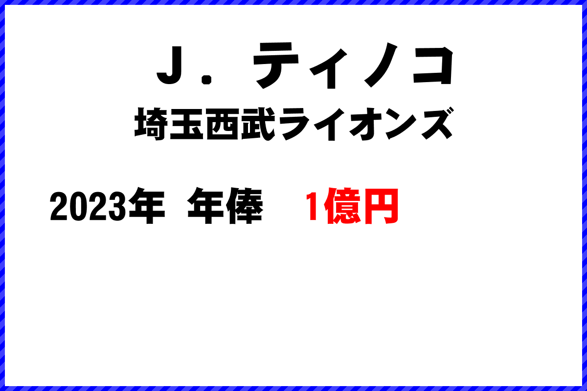 Ｊ．ティノコ選手の年俸