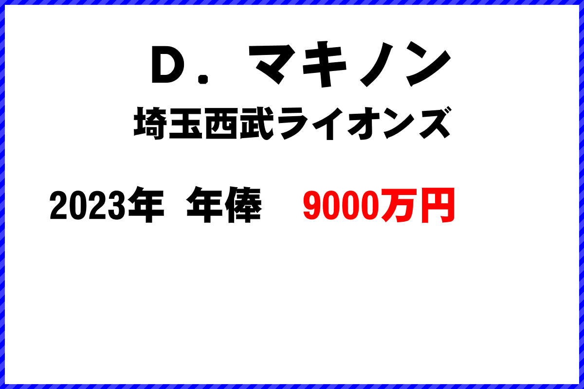 Ｄ．マキノン選手の年俸