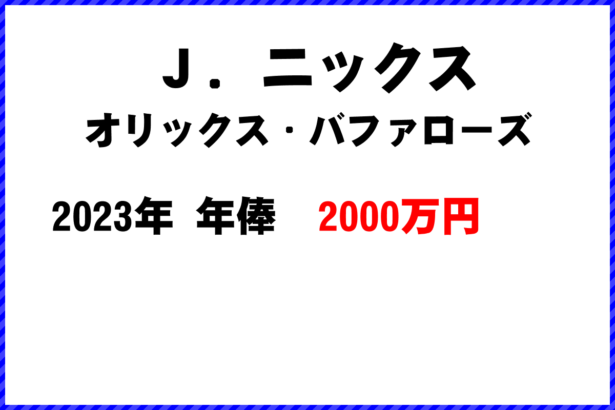 Ｊ．ニックス選手の年俸