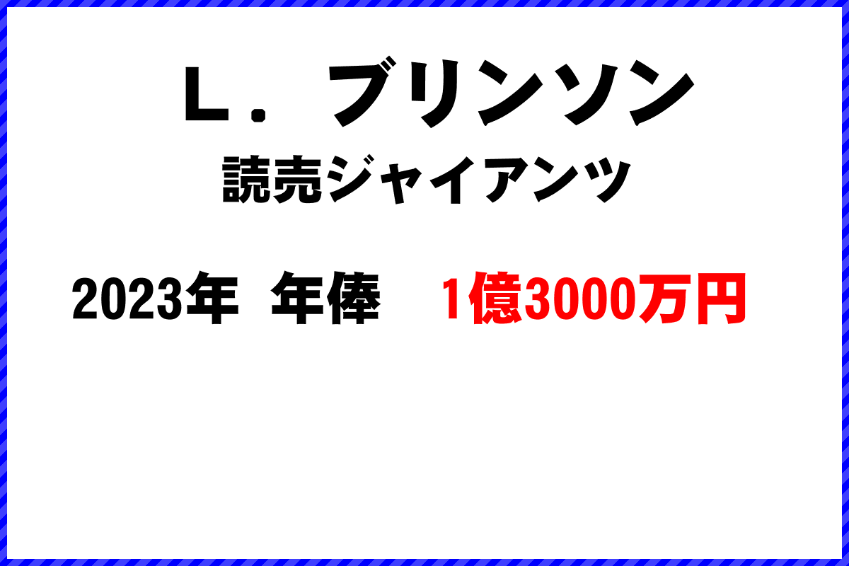 Ｌ．ブリンソン選手の年俸