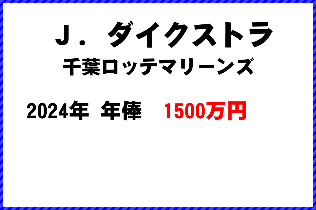 Ｊ．ダイクストラ選手の年俸