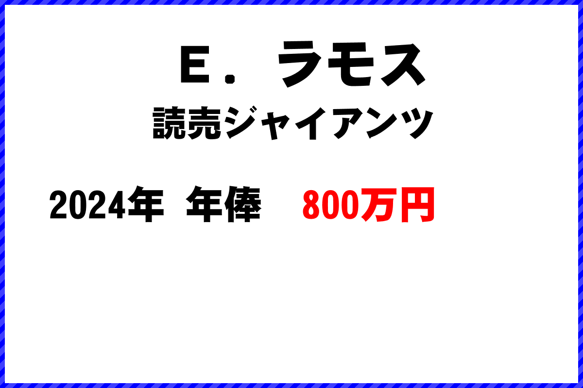 Ｅ．ラモス選手の年俸