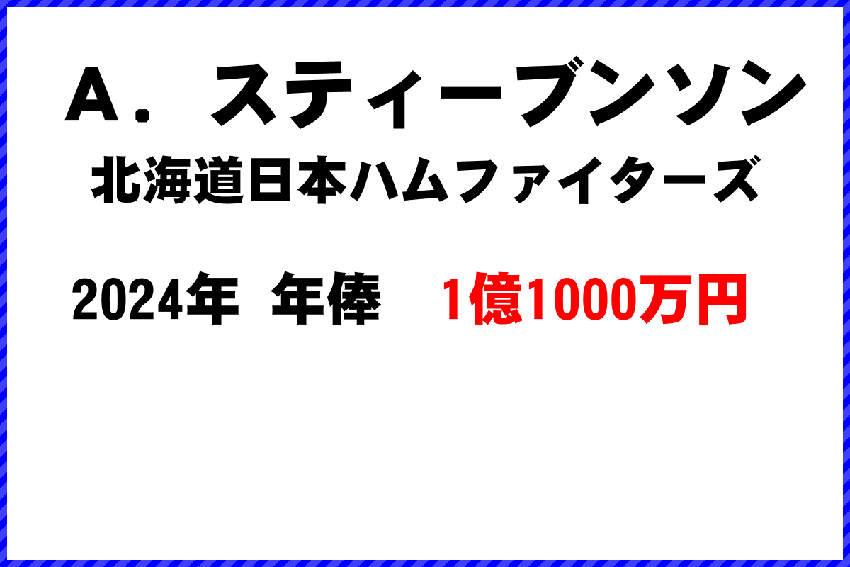 Ａ．スティーブンソン選手の年俸